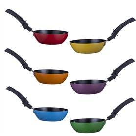 RoDzj Mini Wok Party Set 6 Pièces Ø12cm Revêtement Antiadhésif Small Wok avec Isolation Poignée pour le Tablegrill Mini Crépière