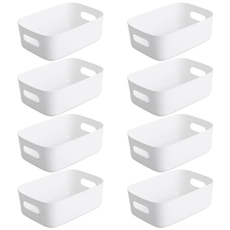 Bgfuni Lot de 8 Panier de Rangement en Plastique Blanc
