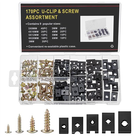 Bczhieulw 170 pièces clips de fixation voiture