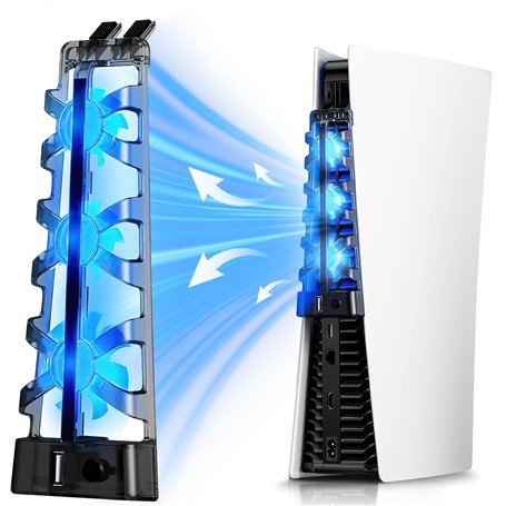 Ventilateur pour PS5 Ventilateur de Refroidissement pour PS5 Console avec USB Anschlüsse Compatible avec Playstation 5 Disc & Di