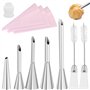 5 Douilles Pâtisserie Petit Choux et 3 Poches à Douille en Silicone Réutilisable