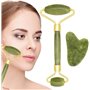 2 Pcs Rouleau De Jade Kits De Massage Jade Roller Et Gua Sha Rouleau De Jade Massage Visage Rouleau Jade Visage Naturelle Roulea