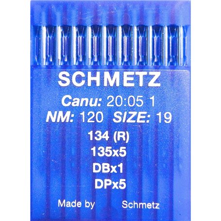 SCHMETZ Lot de 10 aiguilles rondes pour machine à coudre System 134 (R) Industrie St. 120