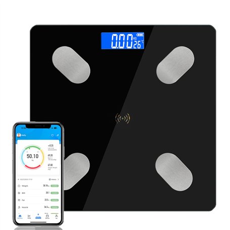 Diboniur Pèse-personne numérique avec graisse corporelle et masse musculaire avec application - Avec analyse de la graisse corpo