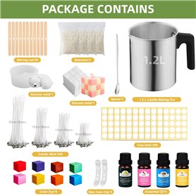 SAMISO Kit de Fabrication de Bougies,DIY Kit Bougies pour Débutants,1 Pot de Fusion de Cire de Bougie,Supports de Mèche,Bâtonnet Bâtonnet