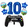 Liitata Jeu vidéo 10e anniversaire décoration garçon gamer anniversaire fête numéro 10 ballons aluminium bleu grande manette de