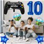 Liitata Jeu vidéo 10e anniversaire décoration garçon gamer anniversaire fête numéro 10 ballons aluminium bleu grande manette de