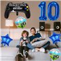 Liitata Jeu vidéo 10e anniversaire décoration garçon gamer anniversaire fête numéro 10 ballons aluminium bleu grande manette de