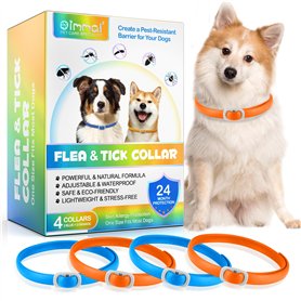 Collier Anti Puces pour Chien, 4 Pièces Anti Tiques pour Chien, Réglable et Imperméable, Sûr et Naturel, Longueur 60cm, Protecti Collier Anti Puces pour Chien