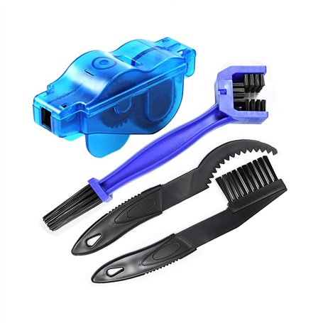 Shallho Lot de 4 outils de nettoyage pour chaîne de vélo - Brosse de lavage pour chaîne de moto - Pour motos