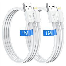 Câble iPhone 1M Lot de 2 Cable iphone charge rapide Certifié MFi Chargeur iphone Lightning vers USB Original Ultra Résistant Cab
