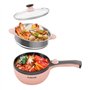 Audecook Petite Poêle électrique avec Cuiseur Vapeur (U(Rose/Avec Cuisson à la vapeur))