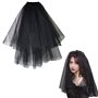 Halloween Voile De mariage Sorcière Noir Voile De Mariée en Deux Couches