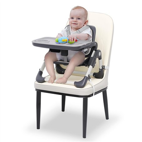 Chaise Haute BeBe Rehausseur Chaise Enfant Pliable Chaise Bebe Table Siège Rehausseur de Voyage avec Réglable en Hauteur et Harn