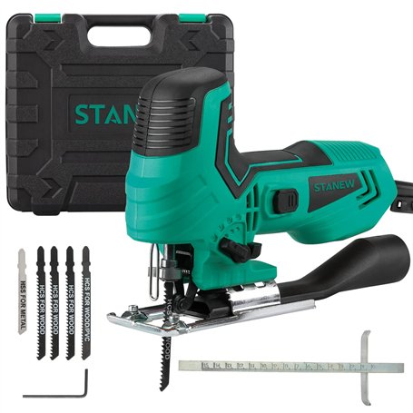 Scie sauteuse STANEW 650 W， Vitesse de sciage par min. 1000-3000RPM，6 Vitesses réglables