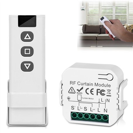 Nizirioo Kit de commande de volet roulant sans fil : Commande du moteur de volet roulant par télécommande RF + module récepteur