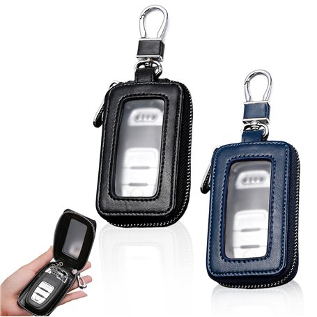 HOMURY Lot de 2 étuis à clés de voiture : étui à clés vintage avec fermeture éclair et mousqueton