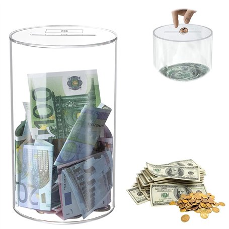 Nizirioo Tirelire en acrylique transparente : Tirelire Nizirioo Ne s'ouvre pas