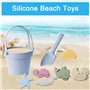 Golgner 8 pcs Ensemble de Jouets de Sable en Silicone, Ensemble de Jouets de Plage en Silicone, Jouet de bac à Sable avec Seau, 