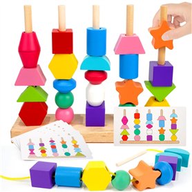 Tosekry 2 en 1 Jeux Montessori, Jouet d'activité et de Développement Bois Puzzle pour Enfant 2 3 4 Ans Tosekry 2 en 1 Jeux Montessori