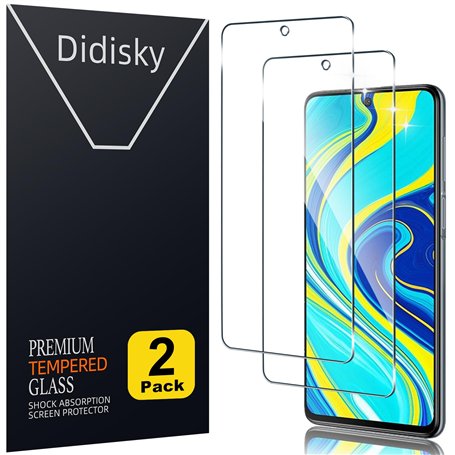 Didisky Lot de 2 Protecteur Verre Trempé pour Xiaomi Redmi Note 9S