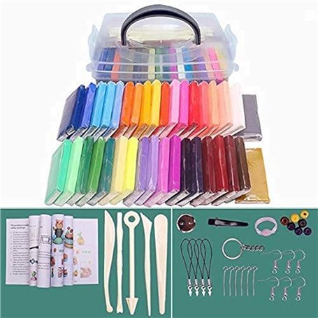 Queta 32 Couleurs pâte polymère pâte à Modeler sûr Non Toxique et Doux 500g Argile Artisanale Ensemble avec Outils de modélisati