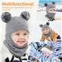 Udbrud Cagoule Bébé, Enfant d'hiver Cercle Echarpe Ensemble Enfant Double Pompon Cagoule Balaclava Bonnet Chaud écharpe Ensemble