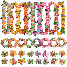 Aviski 32 Pièces Leis Décorations Collier de Fleurs, Bracelets Bandeau, pour Thème de Fête Hawaïenne Tropicale Beach Party Hawai Aviski 32 Pièces Leis Décorations Collier de Fleurs