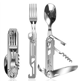 ZIMAIC Couverts de Camping en Plein Air, Ensemble de Couverts Pliants Multifonctionnels 5 en 1, Couverts de Voyage Portables en  ZIMAIC Couverts de Camping en Plein Air