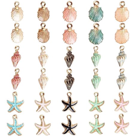 30 Pièces Pendentif Breloque Assortie en Émail