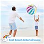 LUMOOM Lot de 2 ballons de plage gonflables de 40 cm avec valve de sécurité - Multicolore - Rayées - Pour enfants - Pour piscine