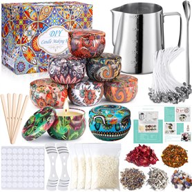 MUOIVG Kit de Fabrication de Bougies de Cire Bricolage, DIY Kit Bougies Parfumées,50 mèches de Bougie,1 Pot de Fabrication,8 boî MUOIVG Kit de Fabrication de Bougies de Cire Bricolage