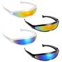 THATSRAD 4 PCS Lunettes de Soleil Futuristes Colorées 14 * 4cm Lunettes de Soleil Alien Lunettes de Soleil Miroir Futuristes Lun