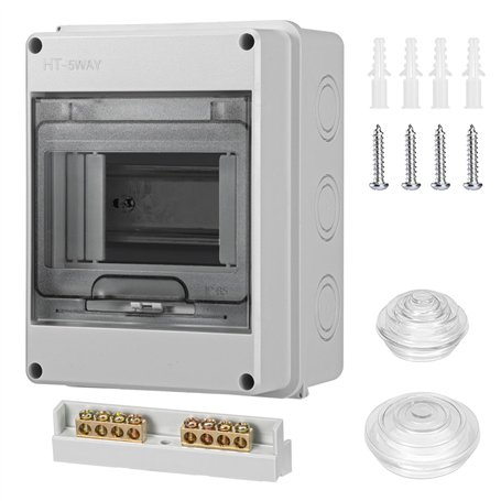 MumdoYAL coffret Electrique Etanche,IP65 avec 1 rangée de 5 modules,tableau electrique,boitier etanche electrique exterieur,pour