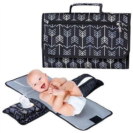 WANDGU Portable Tapis à Langer: Matelas à Langer Pliable avec Distributeur de Lingettes et Coussin pour Tête