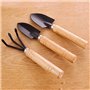 OFKPO 3 pcs Outils de Jardin, Petite Pelle Râteau et Bêche Manche en Bois pour Plantes en Pot, Outil de Sécurité des Enfants Int