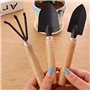 OFKPO 3 pcs Outils de Jardin, Petite Pelle Râteau et Bêche Manche en Bois pour Plantes en Pot, Outil de Sécurité des Enfants Int
