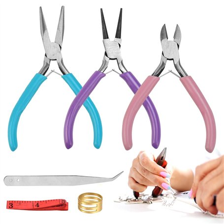 HAOMEEDUO 3 PCS Pinces à Bijoux en Acier Carbone Pince Fabrication Bijoux Pince à Courber les Fils Pince Bijoux Creation Pince P