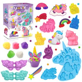 Pâte à modeler pour enfants à partir de 3 ans - Thème licorne Play Color Dough - Accessoires d'art et d'artisanat - Kit avec 11  Pâte à modeler pour enfants à partir de 3 ans - Thème licorne Play Color Dough - Accessoires d'art et d'artisanat - Kit avec 11