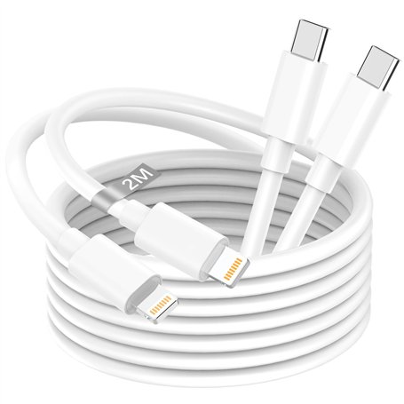 Cable iPhone USB C 2M 2Pack[Certifié MFi]