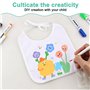 Zosenyer Bavoirs pour Peinture, 14 Bavoirs Blancs pour Bébé 12 Pinceaux pour Enfants et 5 Pochoirs Peints, Bavoirs Imperméables 