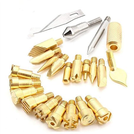 Chiloskit Lot de 23 outils de pyrogravure à bois avec pointe en fer pour débutants