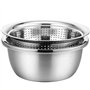Passoire avec Bol Inox Set Bols à Mélanger Saladier Passoire Métal Préparation de Salades Fruits Pâtes Riz, 26cm