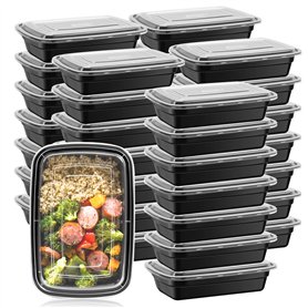 Lot de 50 boîtes de conservation portables pour repas de 900ml avec couvercles passent au micro-ondes au lave-vaisselle et au co