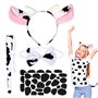 SUNYOK Ensemble Costume Vache pour Enfant Déguisement Animal Pour Anniversaire Carnaval Bandeau Oreilles de Vache Noeud Papillon