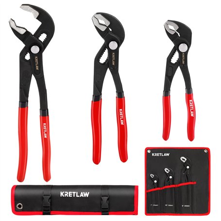 KRETLAW Lot de 3 pinces multiprises 180/250/300 mm en Cr-V