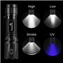 DaskFire 2 en 1 Lampe Torche LED Puissante 900Lumens Lampe UV 395NM Lumière Ultraviolet 4 Modes Eclairage Lampe de Poche Zoomabl
