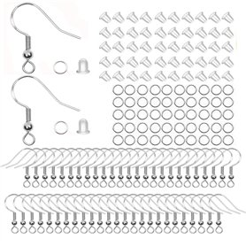 JIEYUCHU Crochets de Boucle d'oreille, 50 Pièces Lot de Crochet pour Boucles d'oreilles en Argent 925, DIY Fil d'oreille Crochet JIEYUCHU Crochets de Boucle d'oreille