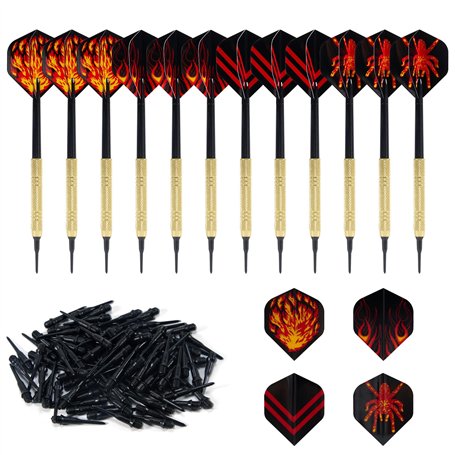 Cheerhom 12pcs Flechette Pointe Plastique Jeu de Fléchettes à Pointe Souple+100pcs Embouts Remplacement Sécurité Fléchettes Sûre