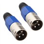 Jopto Lot de 2 Connecteurs XLR 3 Broches Bornes Mâle Connecteur Câble Audio Bleu/Noir/Argenté avec Soulagement de la Tension Ble